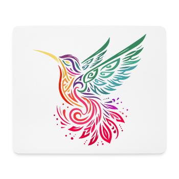 colibri oiseau mouche multicolore style tribal - Tapis de souris (format paysage) - blanc - Devant