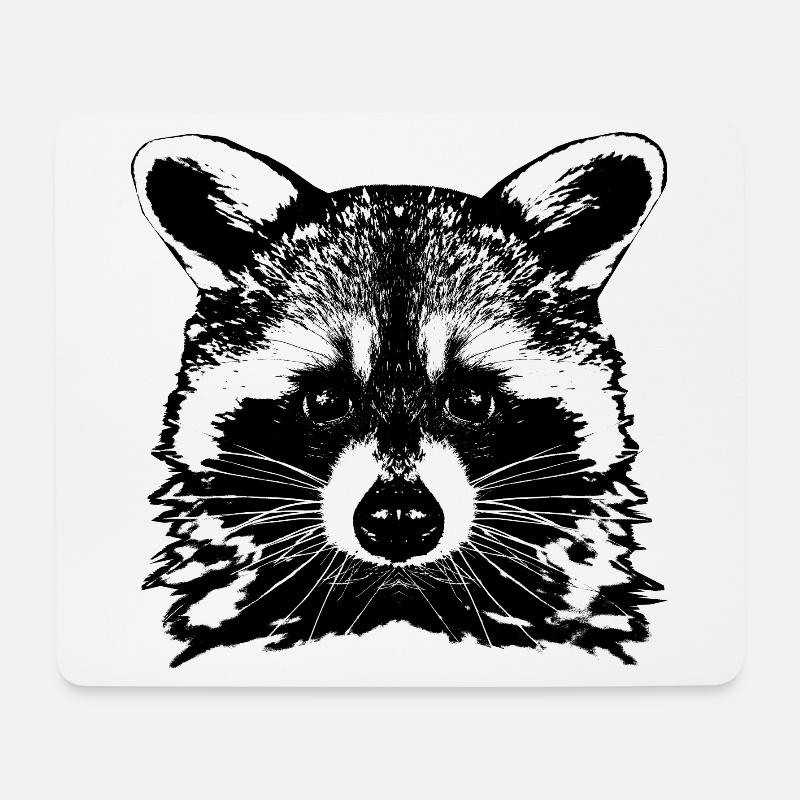 Raccoon / Raccoon / Head - Mouse Pad (horizontal) - white