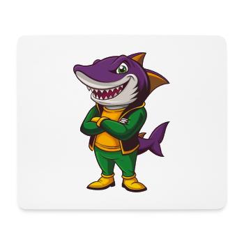 Shark Funny Kawaii Cartoon Character Clipart - Mouse Pad (horizontal) - white - Front