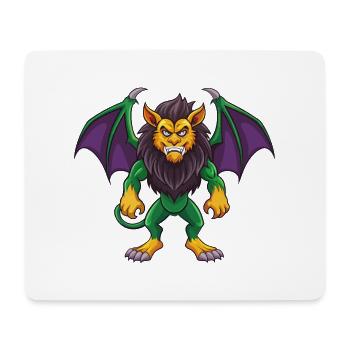 Manticore drôle Kawaii dessin animé Personnage Clipart - Tapis de souris (format paysage) - blanc - Devant