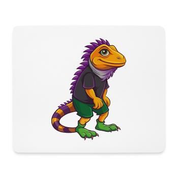 Iguana Funny Kawaii Cartoon Character Clipart - Mouse Pad (horizontal) - white - Front