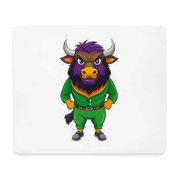Bison Drôle Kawaii Dessin animé Personnage Clipart - Tapis de souris (format paysage) - blanc - Devant