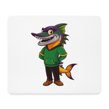 Barracuda Funny Kawaii Dessin animé Personnage Clipart - Tapis de souris (format paysage) - blanc - Devant