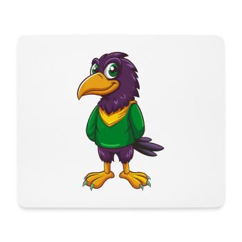 Crow Funny Kawaii Cartoon Character Clipart - Mouse Pad (horizontal) - white - Front