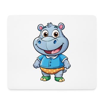 Nilpferd Niedliche Zeichentrickfigur Kawaii Clipart - Mousepad (Querformat) - Weiß - Vorne