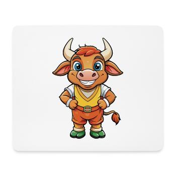 Bull Cute Cartoon Character Kawaii Clipart - Mouse Pad (horizontal) - white - Front