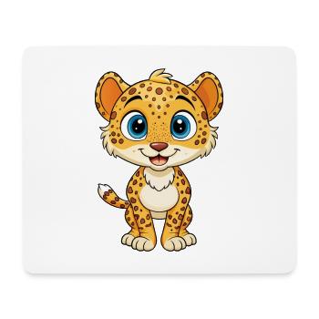 Cheetah Cute Cartoon Character Kawaii Clipart - Mouse Pad (horizontal) - white - Front