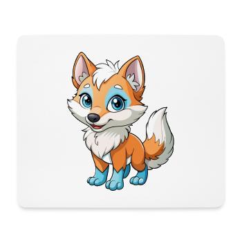 Renard arctique Mignon Personnage de dessin animé Kawaii Clipart - Tapis de souris (format paysage) - blanc - Devant