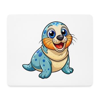 Siegel Niedliche Zeichentrickfigur Kawaii Clipart - Mousepad (Querformat) - Weiß - Vorne