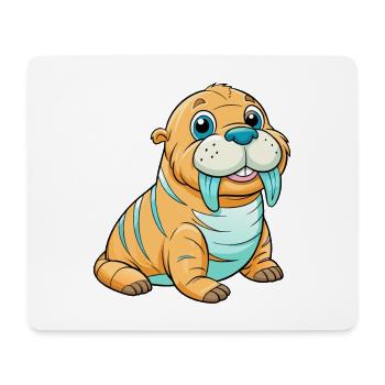 Walross Niedliche Zeichentrickfigur Kawaii Clipart - Mousepad (Querformat) - Weiß - Vorne