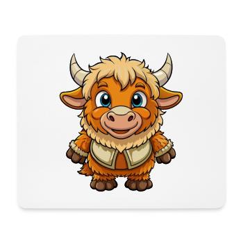 yak mignon personnage de dessin animé kawaii clipart - Tapis de souris (format paysage) - blanc - Devant