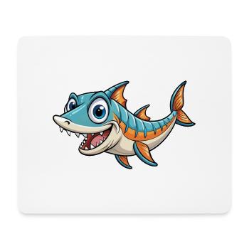 Barracuda Mignon Personnage De Dessin Animé Kawaii Clipart - Tapis de souris (format paysage) - blanc - Devant