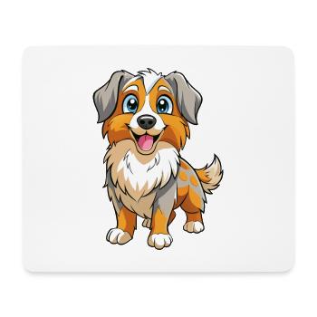 Australian Shepherd Dog Cartoon Kawaii Clipart - Mouse Pad (horizontal) - white - Front