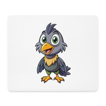 Crow Cute Cartoon Character Kawaii Clipart - Mouse Pad (horizontal) - white - Front
