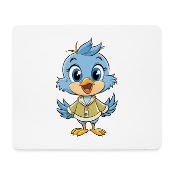 Titmouse Mignon Personnage De Dessin Animé Kawaii Clipart - Tapis de souris (format paysage) - blanc - Devant