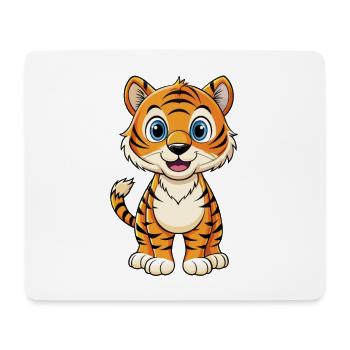 Tiger Cute Cartoon Character Kawaii Clipart - Mouse Pad (horizontal) - white - Front