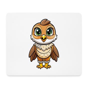 Falcon Cute Cartoon Character Kawaii Clipart - Mouse Pad (horizontal) - white - Front