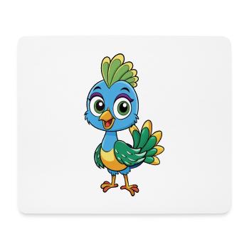 Peacock Cute Cartoon Character Kawaii Clipart - Mouse Pad (horizontal) - white - Front