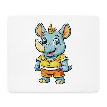 rhinocéros mignon personnage de dessin animé kawaii clipart - Tapis de souris (format paysage) - blanc - Devant