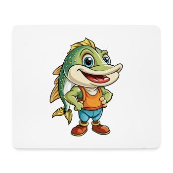 Pike Mignon Personnage De Dessin Animé Kawaii Clipart - Tapis de souris (format paysage) - blanc - Devant