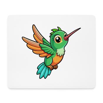 Hummingbird Cute Cartoon Character Kawaii Clipart - Mouse Pad (horizontal) - white - Front