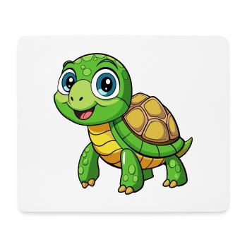 Turtle Cute Cartoon Character Kawaii Clipart - Mouse Pad (horizontal) - white - Front