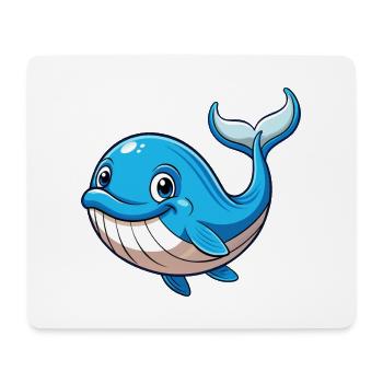 Whale Cute Cartoon Character Kawaii Clipart - Mouse Pad (horizontal) - white - Front