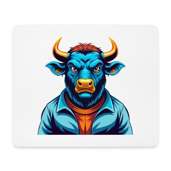 Bull Colorful Kawaii Cartoon Character Clipart - Mouse Pad (horizontal) - white - Front