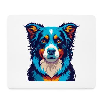 Australian Shepherd Dog Colorful Kawaii Cartoon - Mouse Pad (horizontal) - white - Front