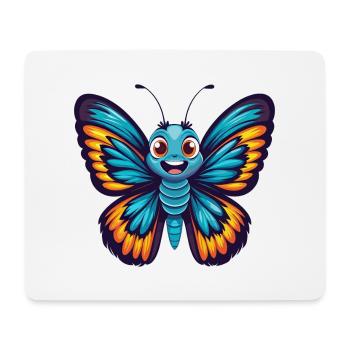 papillon coloré kawaii dessin animé personnage animal de compagnie - Tapis de souris (format paysage) - blanc - Devant