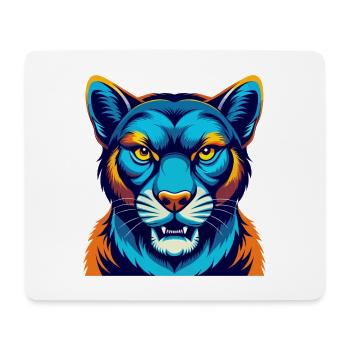Cougar Colorful Kawaii Cartoon Character Clipart - Mouse Pad (horizontal) - white - Front