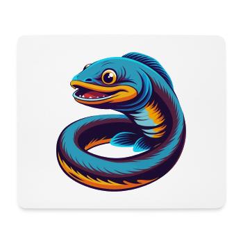 Eel Colorful Kawaii Cartoon Character Clipart - Mouse Pad (horizontal) - white - Front