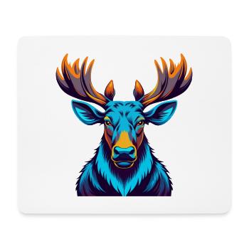 Moose Colorful Kawaii Cartoon Character Clipart - Mouse Pad (horizontal) - white - Front