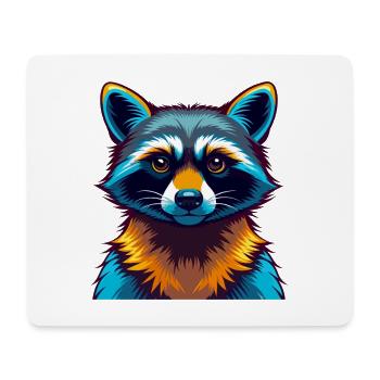 Raccoon Colorful Kawaii Cartoon Character Clipart - Mouse Pad (horizontal) - white - Front