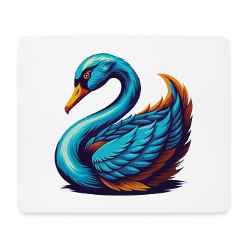 cygne coloré kawaii personnage de dessin animé clipart - Tapis de souris (format paysage) - blanc - Devant