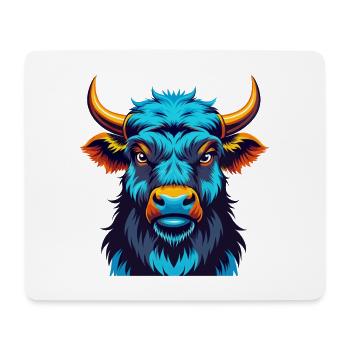 Yak coloré Kawaii Dessin animé Personnage Clipart - Tapis de souris (format paysage) - blanc - Devant
