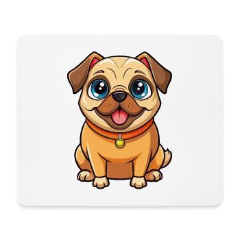 Mops Hund Niedliche Zeichentrickfigur Kawaii Clipart - Mousepad (Querformat) - Weiß - Vorne