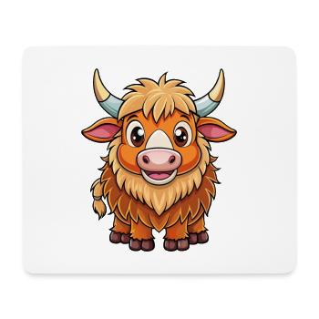 yak mignon personnage de dessin animé kawaii clipart - Tapis de souris (format paysage) - blanc - Devant