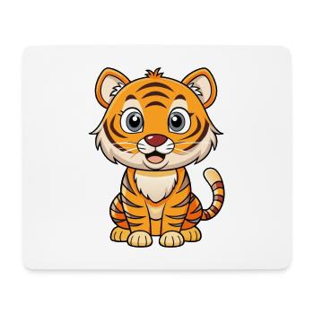 Tiger Cute Cartoon Character Kawaii Clipart - Mouse Pad (horizontal) - white - Front