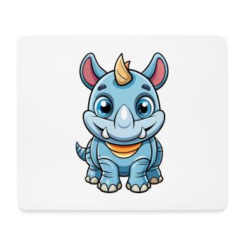rhinocéros mignon personnage de dessin animé Kawaii Clipart - Tapis de souris (format paysage) - blanc - Devant