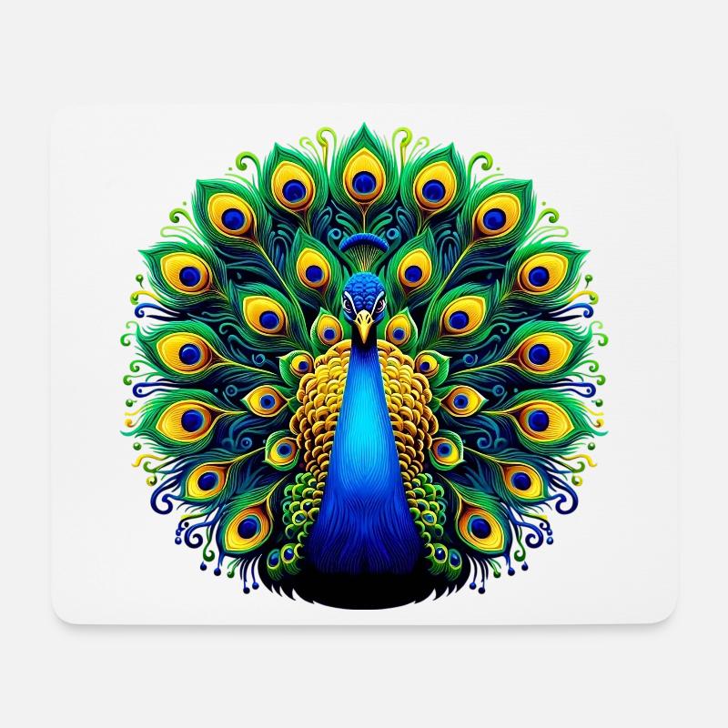 Pfau - Mousepad (Querformat) - Weiß