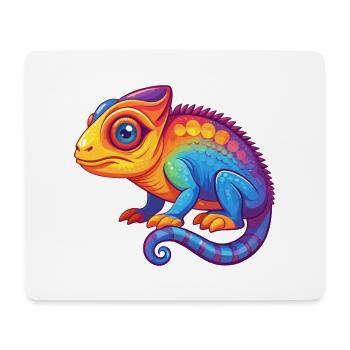 Chameleon Colorful Kawaii Cartoon Character Animal - Mouse Pad (horizontal) - white - Front