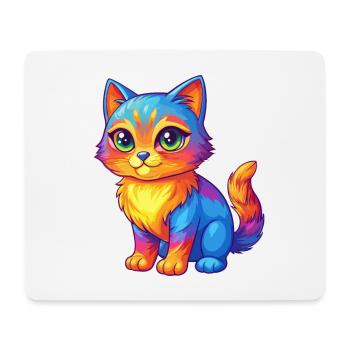 Cat Colorful Kawaii Cartoon Character Clipart - Mouse Pad (horizontal) - white - Front