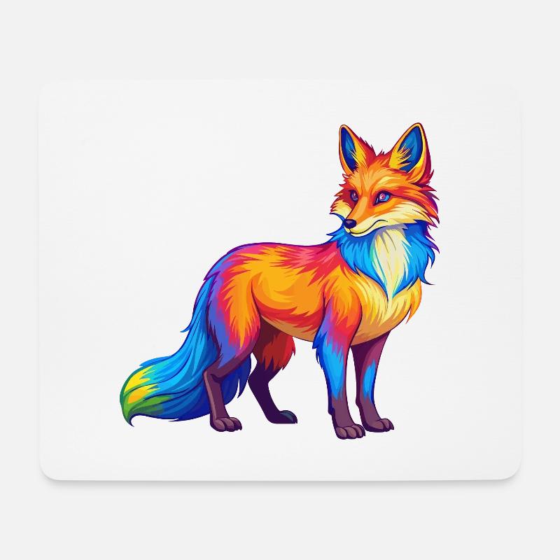 Fuchs Bunte Kawaii Cartoon Figur Clipart - Mousepad (Querformat) - Weiß