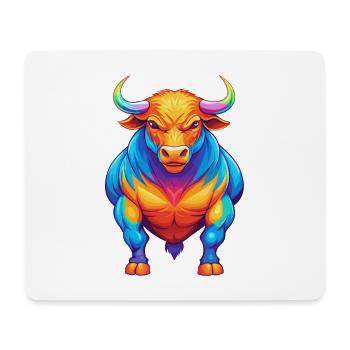 Bull Colorful Kawaii Cartoon Character Clipart - Mouse Pad (horizontal) - white - Front