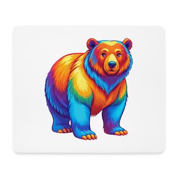 Bear Colorful Kawaii Cartoon Character Clipart - Mouse Pad (horizontal) - white - Front