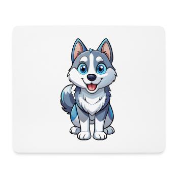 Husky chien mignon personnage de dessin animé Kawaii Clipart - Tapis de souris (format paysage) - blanc - Devant