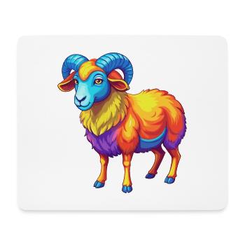 Ram Colorful Kawaii Cartoon Character Clipart - Mouse Pad (horizontal) - white - Front