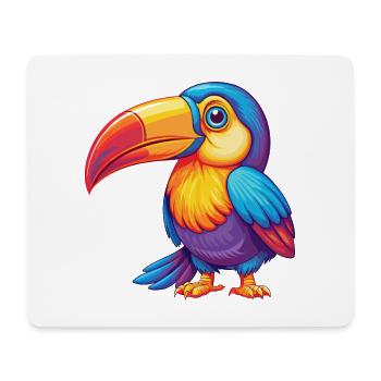 Toucan Colorful Kawaii Cartoon Character Clipart - Mouse Pad (horizontal) - white - Front