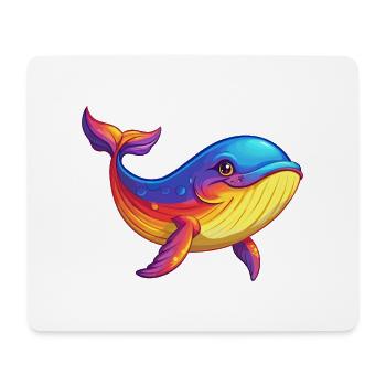 Whale Colorful Kawaii Cartoon Character Clipart - Mouse Pad (horizontal) - white - Front